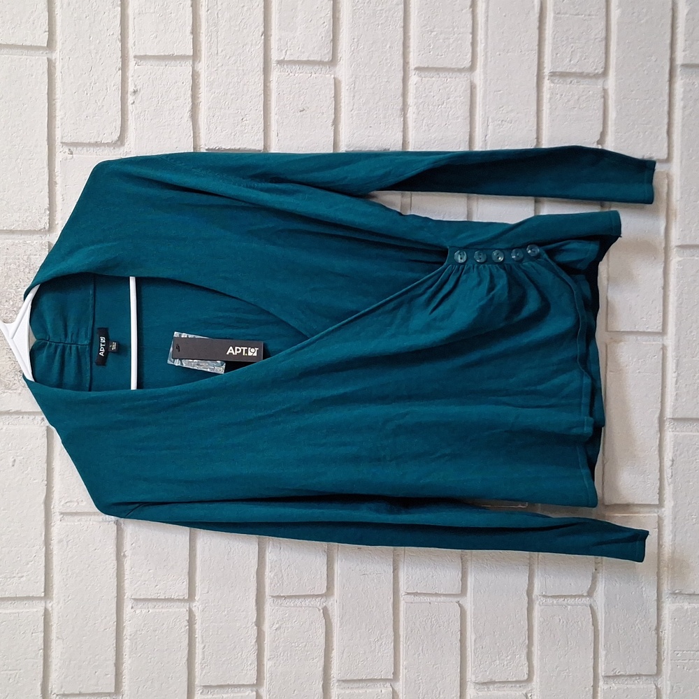 Apt. 9 Women's Deep Teal Buttoned Wrap Blouse. Size Large NWT